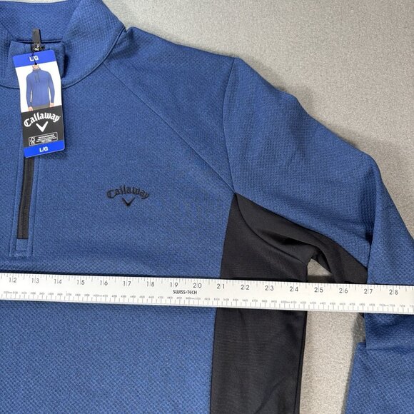 Callaway Pullover Mens L 1/4 Zip Fleece Lined Golf Blue Pocket Casual Mock Neck - Picture 4 of 16